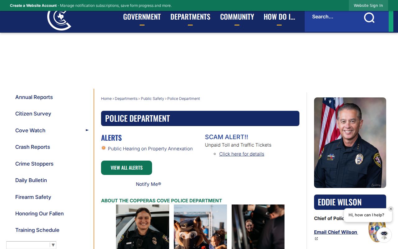 Copperas Cove Police Department arrest records source in the Lampasas County area