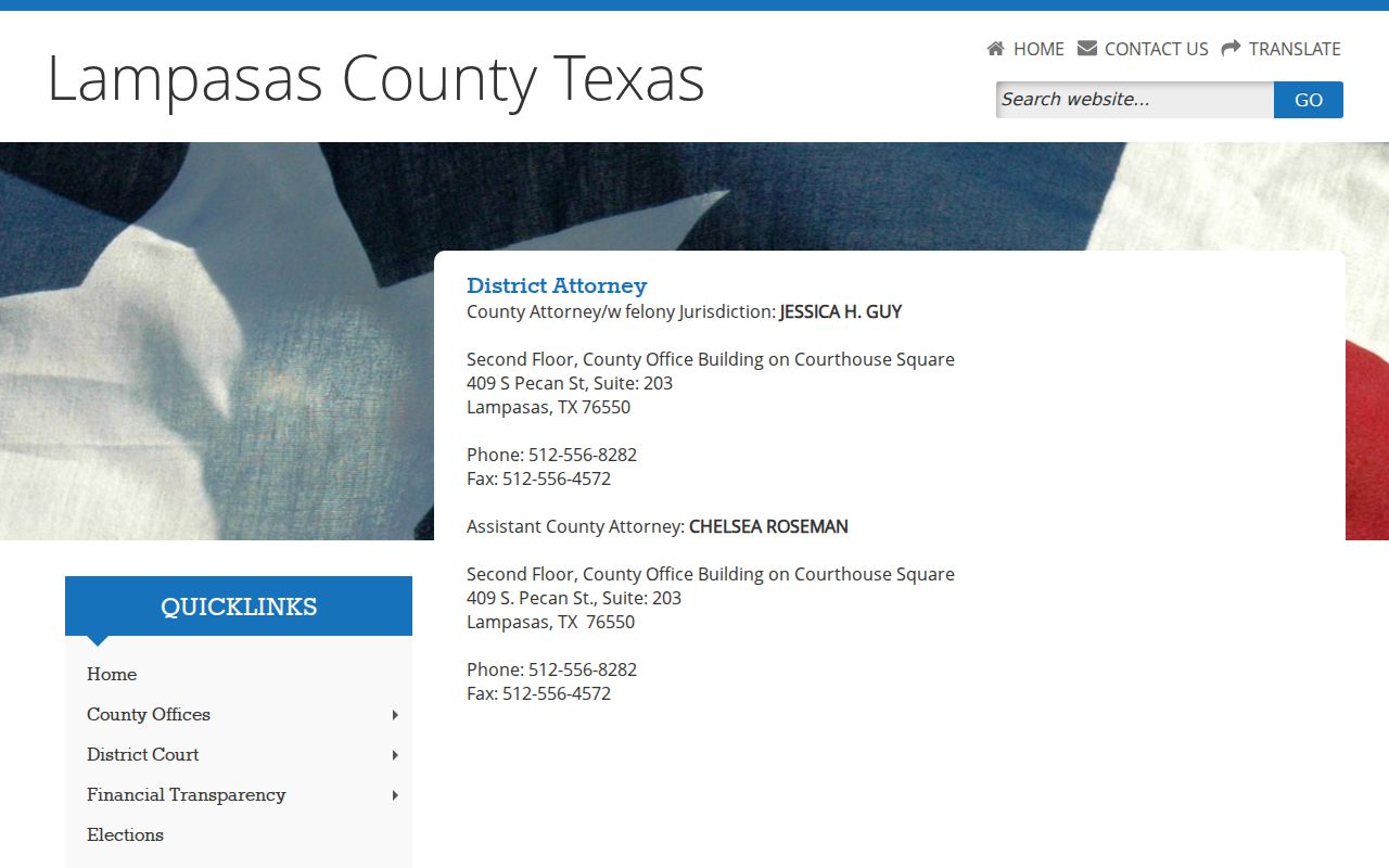Lampasas County criminal court case prosecution office