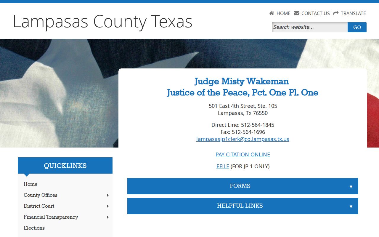 Lampasas County justice court case records at JP Precinct 1