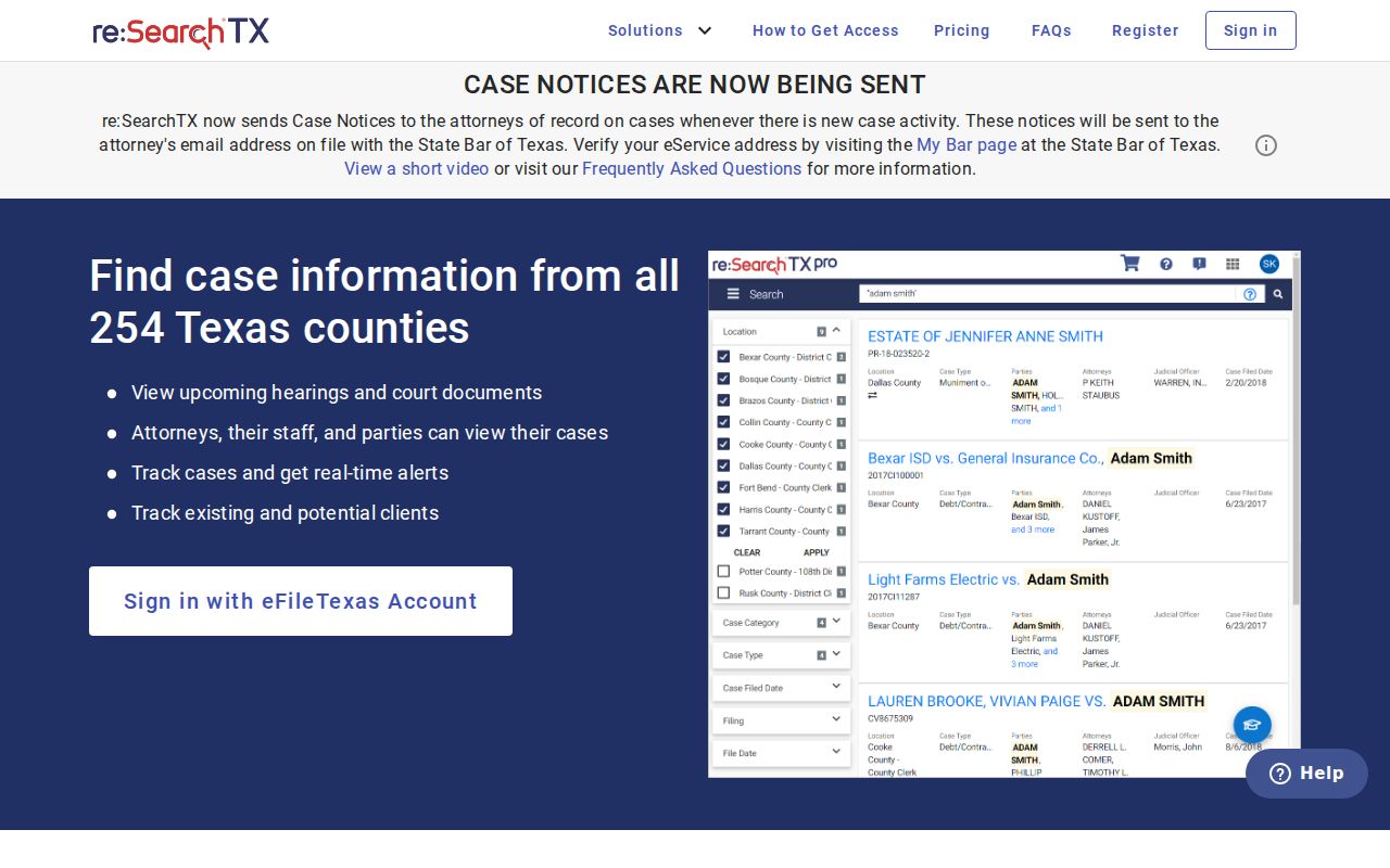 re:SearchTX Lampasas County criminal court case search