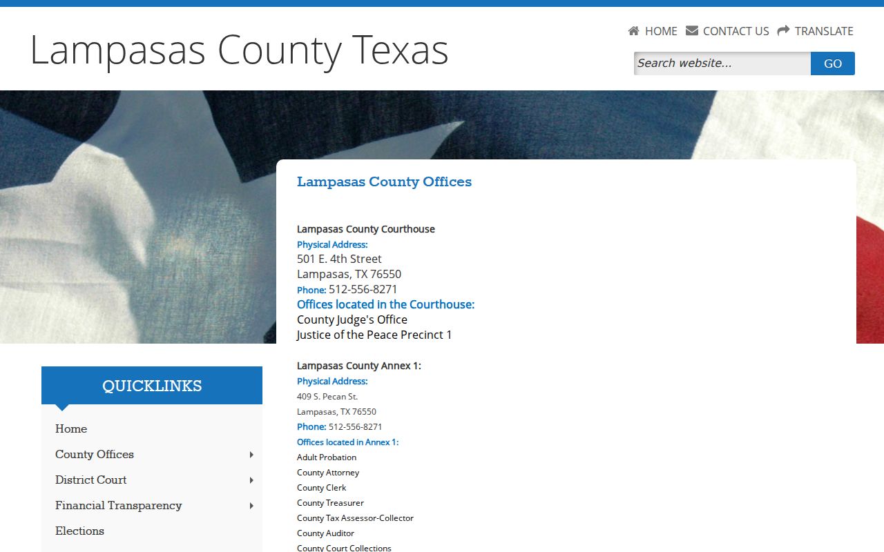 Lampasas County criminal records office map and courthouse locations