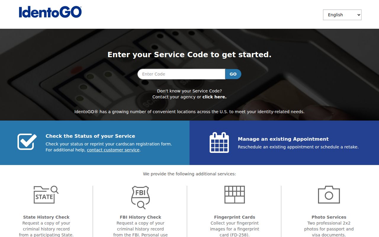 IdentoGO fingerprint enrollment for a Lampasas County criminal record review