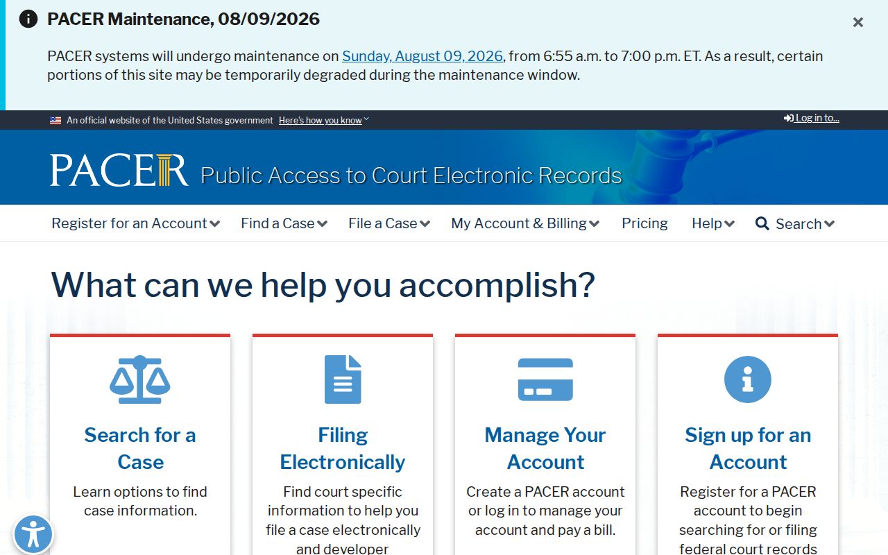 PACER federal court search for Lampasas County criminal case records