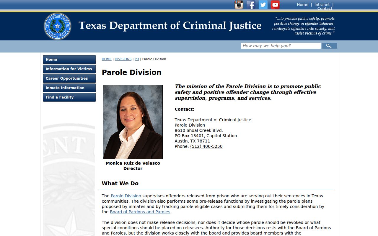 TDCJ parole information for Lampasas County criminal history records