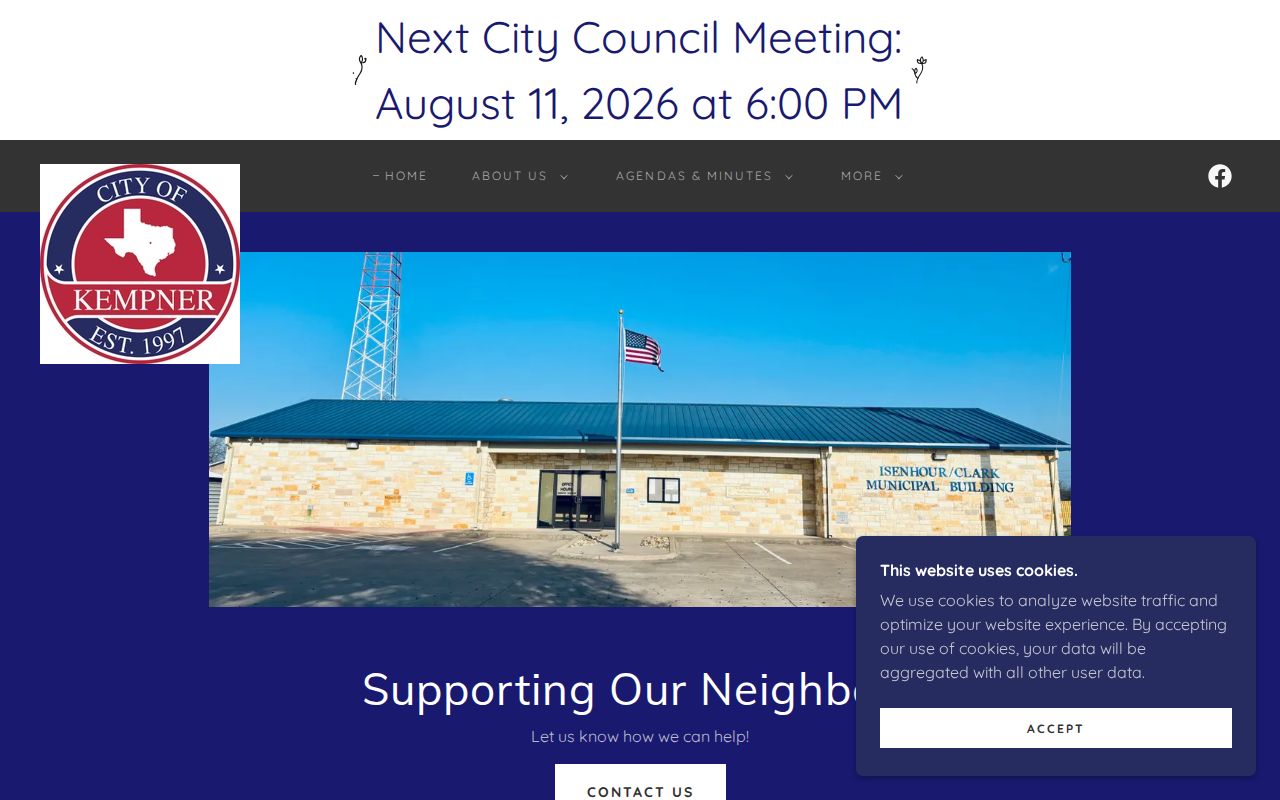 Kempner City Hall police and court criminal records building in Lampasas County